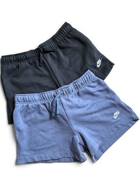 Set of Nike Fleece Jogger Shorts Black and Light Blue Sz L